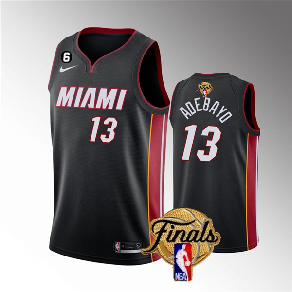 Men's Miami Heat #13 Bam Adebayo Black 2023 Finals Icon Edition With NO.6 Patch Stitched Basketball Jersey Men's Miami Heat #13 Bam Adebayo Black 2023 Finals Icon Edition With NO.6 Patch Stitched Basketball Jersey
